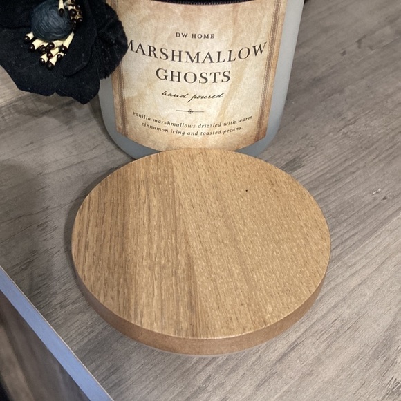 DW HOME MARSHMALLOW GHOSTS SINGLE WICK HALLOWEEN JAR CANDLE W/VELVET FLOWER - Picture 3 of 8